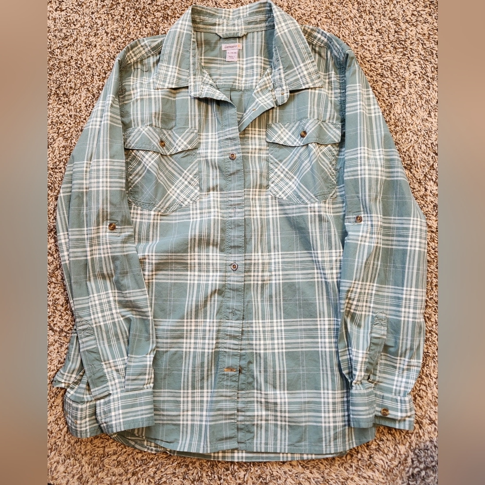 Carhart Green Plaid Button-Up Shirt,  Size XL